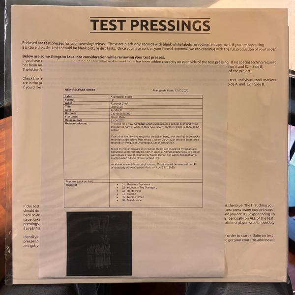 ABYSMAL GRIEF Oratorium (test pressing)